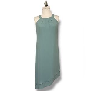White House Black Market Asymmetrical blue Green Dress size 4